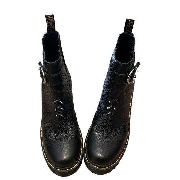 Dr. Martens Spence Piercing Leather Flared Heel Chelsea Boots Black size 10 Rare - Picture 3 of 7